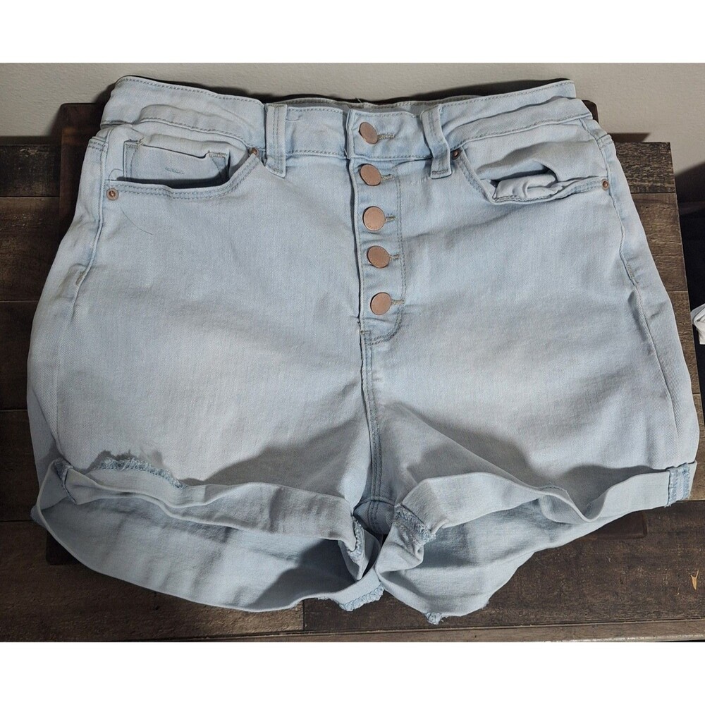 YMI Jeans Womens Shorts Size 11/30 High Rise Button Fly Light Wash Denim Cuffed